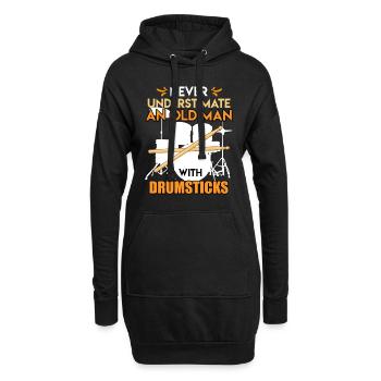 Don't underestimate a man with drumstick's drums - Hoodie Dress - black - Front