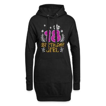 18 ans fille 18e anniversaire - Sweat-shirt à capuche long Femme - noir - Devant