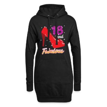 18 ans fille 18e anniversaire - Sweat-shirt à capuche long Femme - noir - Devant