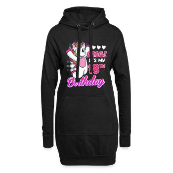 18 ans fille 18ème anniversaire licorne - Sweat-shirt à capuche long Femme - noir - Devant