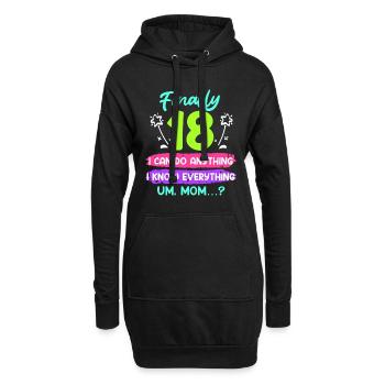 Enfin 18 ans 18ème anniversaire - Sweat-shirt à capuche long Femme - noir - Devant