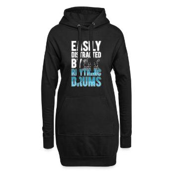 Légèrement distrait par les tambours rythmiques - Sweat-shirt à capuche long Femme - noir - Devant