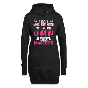 Ne sous-estimez jamais une femme titulaire d’une maîtrise - Sweat-shirt à capuche long Femme - noir - Devant
