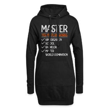 Mein Plan geht auf Weltherrschaft Master Abschluss - Hoodie-Kleid - Schwarz - Vorne