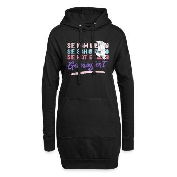 Elle est venue elle a vu son master maîtrisé - Sweat-shirt à capuche long Femme - noir - Devant