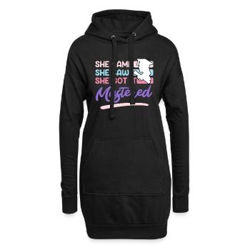 Elle est venue elle a vu son master maîtrisé - Sweat-shirt à capuche long Femme - noir - Devant