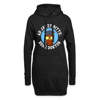 Eule Ab jetzt heißt es Herr Doktor Doktortitel - Hoodie-Kleid - Schwarz - Vorne
