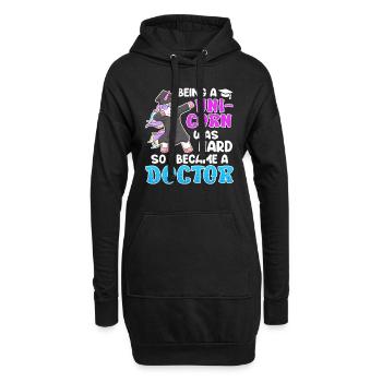 Être une licorne était difficile Docteur Doctorat - Sweat-shirt à capuche long Femme - noir - Devant