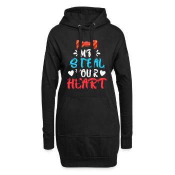 Mister ich stehle dein Herz Liebe Valentinstag - Hoodie-Kleid - Schwarz - Vorne