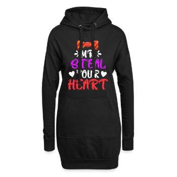 Mister ich stehle dein Herz Liebe Valentinstag - Hoodie-Kleid - Schwarz - Vorne
