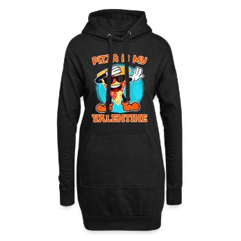 Ich liebe Essen Ich liebe Pizza Valentinstag - Hoodie-Kleid - Schwarz - Vorne