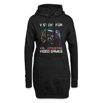 V signifie Jeux vidéo et non Saint-Valentin - Sweat-shirt à capuche long Femme - noir - Devant
