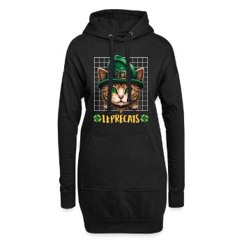 Chats de la Saint-Patrick Lutins Chatons - Sweat-shirt à capuche long Femme - noir - Devant