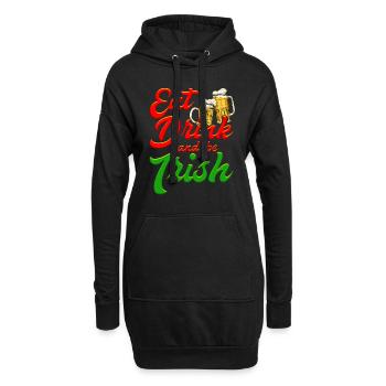 Eat Drink and be Irish Bier St. Patrick’s Day - Hoodie-Kleid - Schwarz - Vorne