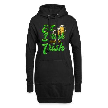Eat Drink and be Irish Bier St. Patrick’s Day - Hoodie-Kleid - Schwarz - Vorne