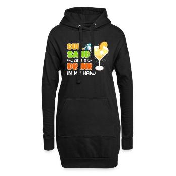Plage ensoleillée un verre à la main fête de vacances - Sweat-shirt à capuche long Femme - noir - Devant