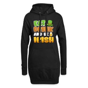 Eat Drink and be Irish St. Patrick’s Day - Hoodie-Kleid - Schwarz - Vorne