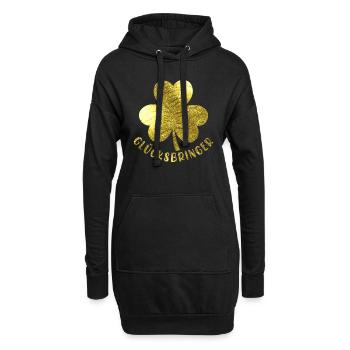 Glücksbringer Kleeblatt - Hoodie-Kleid - Schwarz - Vorne