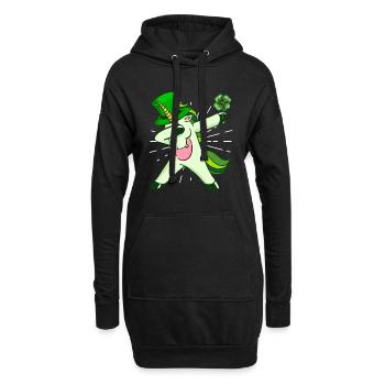 Dabbing Einhorn Kleeblatt St. Patrick's Day - Hoodie-Kleid - Schwarz - Vorne