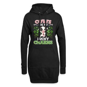 Les vaches sont mes porte-bonheur Agriculteur Éleveurs de bovins - Sweat-shirt à capuche long Femme - noir - Devant