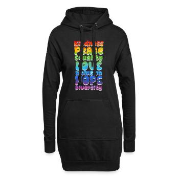 Inclusion Acceptation Gentillesse Solidarité - Sweat-shirt à capuche long Femme - noir - Devant