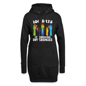 100 jours de diversité et d’inclusion solidaire - Sweat-shirt à capuche long Femme - noir - Devant