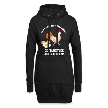 Ich liebe Hühner die Frühstück auskacken Spruch - Hoodie-Kleid - Schwarz - Vorne