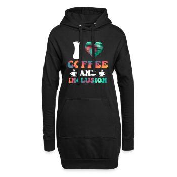 J’adore le café et le handicap Inklusion - Sweat-shirt à capuche long Femme - noir - Devant