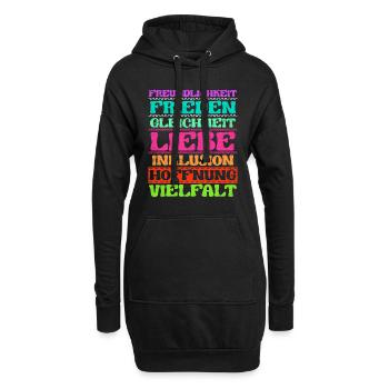 Inklusion Freundlichkeit Frieden Liebe Vielfalt - Hoodie-Kleid - Schwarz - Vorne