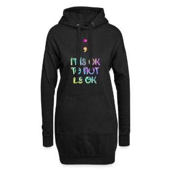 Mentale Gesundheit It is ok to not be ok - Hoodie-Kleid - Schwarz - Vorne