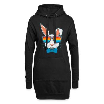 Hasengesicht Cooler Osterhase mit Brille - Hoodie-Kleid - Schwarz - Vorne