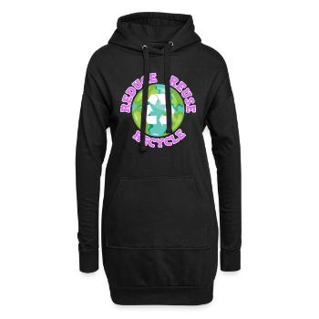 Reduce Recycle Umweltliebe Umweltschutz - Hoodie-Kleid - Schwarz - Vorne