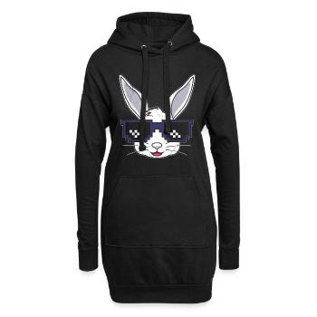 Hasengesicht Cooler Osterhase mit Brille - Hoodie-Kleid - Schwarz - Vorne