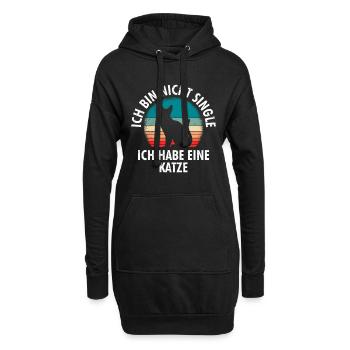 Katzen Mama Ich bin nicht Single Damen - Hoodie-Kleid - Schwarz - Vorne