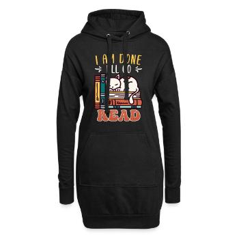 Buchliebhaber Katzenfan Leseratte Bücherleser - Hoodie-Kleid - Schwarz - Vorne