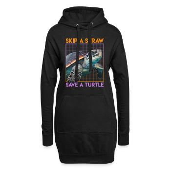 Rettet die Schildkröten Save the Ocean Umweltliebe - Hoodie-Kleid - Schwarz - Vorne