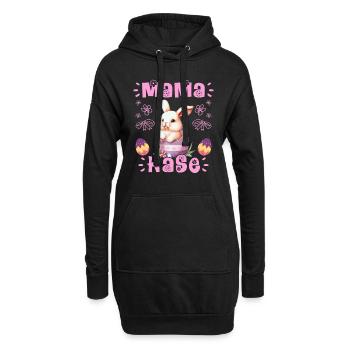 Hasen Mama Hase Osterhasen Osterfreunde Ostern - Hoodie-Kleid - Schwarz - Vorne