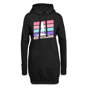 Bergsteigerin klettern Bergkraxlerin Wandern Berge - Hoodie-Kleid - Schwarz - Vorne