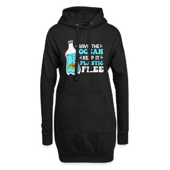Les écologistes sauvent l’océan Pas de plastique - Sweat-shirt à capuche long Femme - noir - Devant