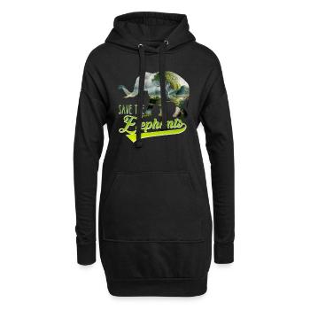 Save the Elephants Artenschutz bedrohte Arten - Hoodie-Kleid - Schwarz - Vorne