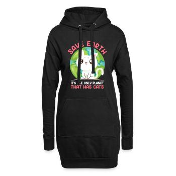 Save Earth Katzenliebhaber Artenschutz Umwelt - Hoodie-Kleid - Schwarz - Vorne