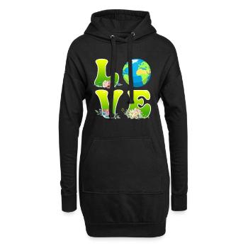 Save the Earth LOVE Mission Erde Umweltschutz - Hoodie-Kleid - Schwarz - Vorne