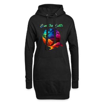 Save the Earth Umweltschutz und Artenschutz - Hoodie-Kleid - Schwarz - Vorne