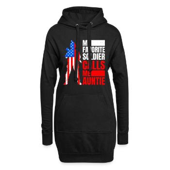Soldats Tantes Fan militaire Amérique Patriotes - Sweat-shirt à capuche long Femme - noir - Devant