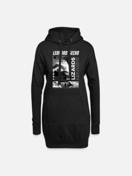 Leopard Gecko Modern Streetwear Reptilienpfleger - Hoodie-Kleid - Schwarz