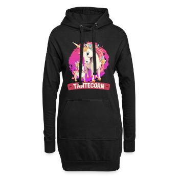Tanticorn Einhorn Tanten Muttertag Unicorn - Hoodie-Kleid - Schwarz - Vorne