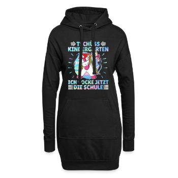 Tschüss Kindergarten Ich rocke jetzt die Schule - Hoodie-Kleid - Schwarz - Vorne