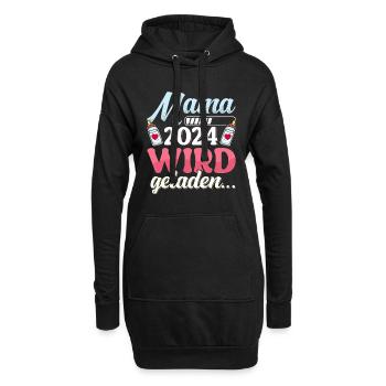 Mama wird geladen 2024 werdende Mütter Baby 2024 - Hoodie-Kleid - Schwarz - Vorne
