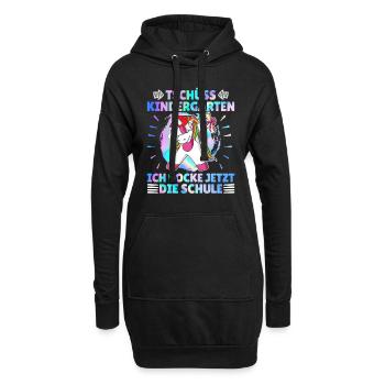 Tschüss Kindergarten Ich rocke jetzt die Schule - Hoodie-Kleid - Schwarz - Vorne