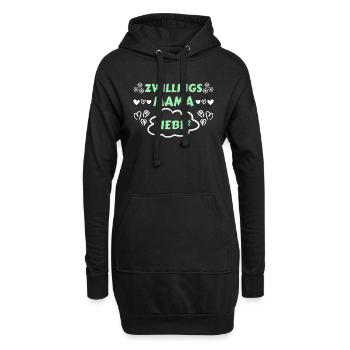 Zwillinge Babyparty 2024 Zwillingsmutter - Hoodie-Kleid - Schwarz - Vorne